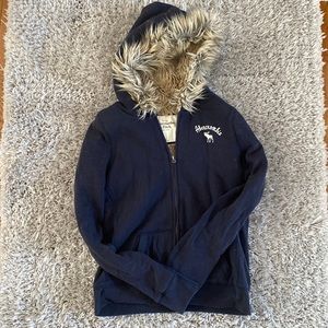 Large Abercombie & Fitch Black Zip-Up Jacket